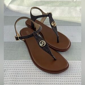 Michael Kors Dark Brown Sandals with Gold Accents